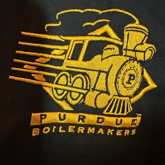 Vintage Purdue Boilermakers 90's Train Zip Up Light Jacket Black Gold Delong XL - Picture 3 of 11